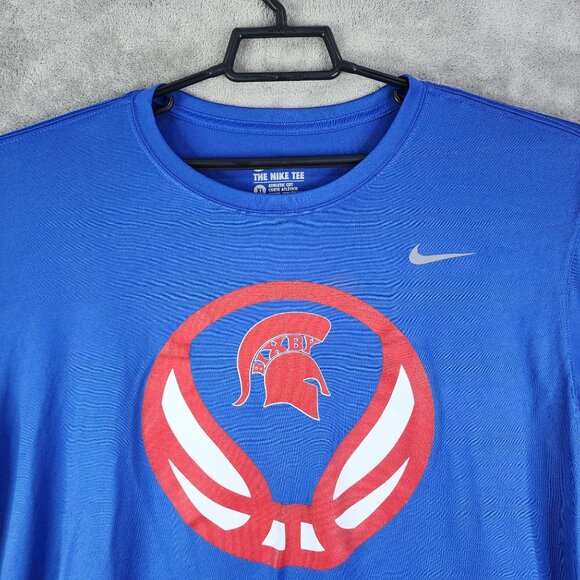 Men's Blue The Nike Tee Athletic Cut Shirt Long Sleeve Dri-Fit Spartan Logo XL - Picture 4 of 10